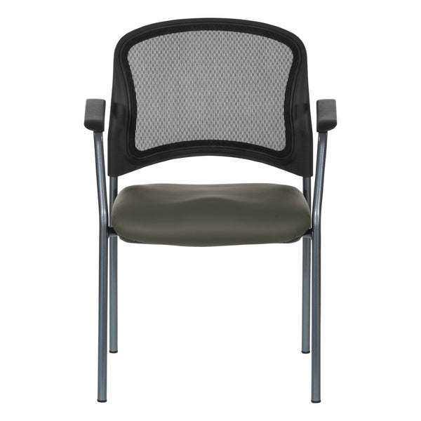 OSP Home Furnishings Progrid Mesh Back Stackable Chair with Titanium Frame for Conference Rooms Graphite 86710R-R111