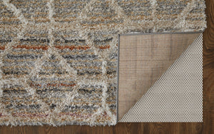 Feizy Rugs Mynka High Pile Geometric Area Rug - Pet-friendly, Stain Resistant, Ideal For High Traffic Spaces Tan,Taupe,Ivory Polyester Myn39icfbgemltp00