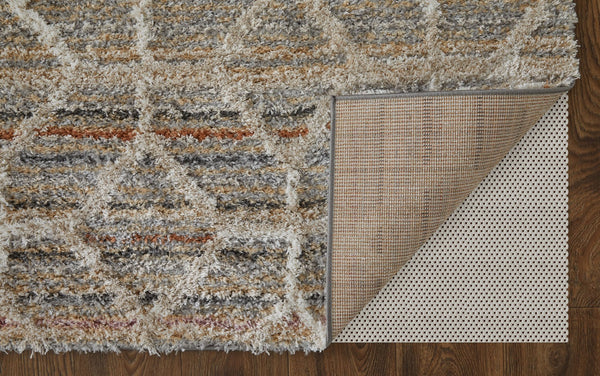 Feizy Rugs Mynka High Pile Geometric Area Rug - Pet-friendly, Stain Resistant, Ideal For High Traffic Spaces Tan,Taupe,Ivory Polyester Myn39icfbgemltp00