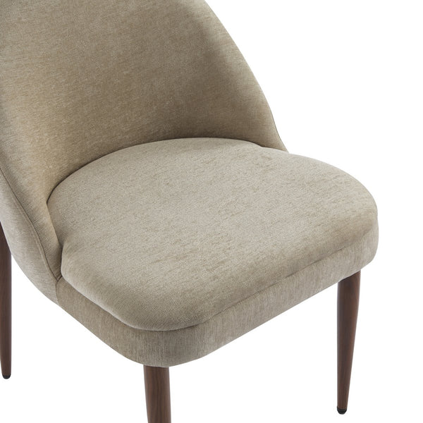 English Elm Christopher Knight Home® - Fabric Chenille Upholstered Iron Dining Chair with Ergonomic Curved Back, Plush Cushioning, Durable Frame Light Camel,Walnut 27.25 L x 24 W x 22.5 H N776P272026M