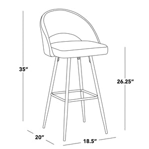 English Elm Fixed-height Metal Frame Barstools with Upholstered Seats and Geometric Footrest Set of 2 White+Black B202S01944