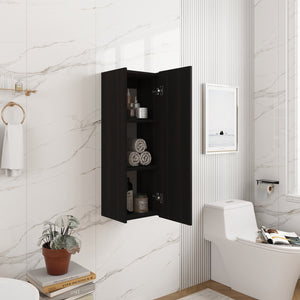 English Elm 12 Inch Narrow Wall Mounted Cabinet Soft Close Door Dark Oak Finish Bathroom Storage W1972P457985