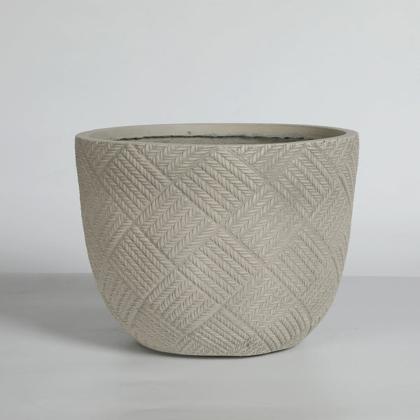 English Elm Round Handcrafted Concrete Planter Set Textured Matte Finish Patio Entryway Garden W347P449331