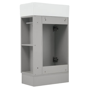 English Elm 18.6" Bathroom Vanity with Sink and Ceramic Top, MDF Cabinet with Door, TP Holder & Shelf Grey N725P212181E