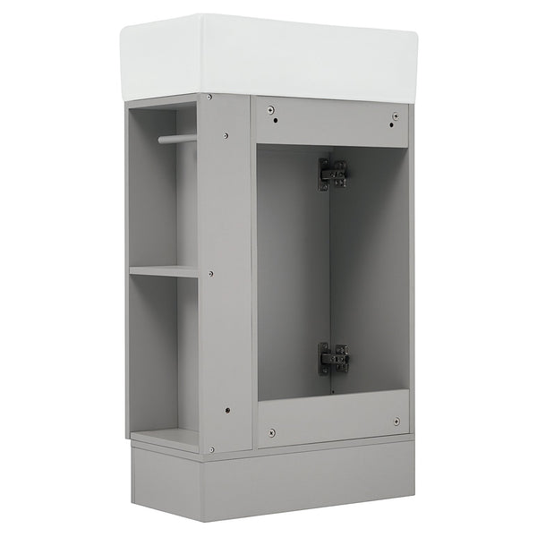English Elm 18.6" Bathroom Vanity with Sink and Ceramic Top, MDF Cabinet with Door, TP Holder & Shelf Grey N725P212181E