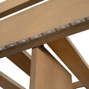 English Elm Wood Twin Loft Bed with Built-In L-Desk, LED Lighting, Staircase Storage, Shelves & Cabinets Walnut N7090000470D