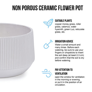 English Elm 2 Pieces Ceramic Flowerpot Set - Modern Glossy White Planters For Garden, Patio & Indoor Décor W3273P321386