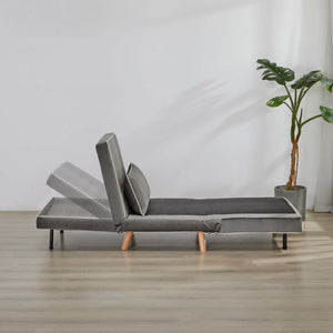 English Elm Canon Stylish Velvet Sectional Sofa Bed Set - Converts To Twin Beds In 10S, 3-Position Backrest, Grey W3391S00014