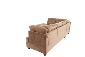 English Elm Living Room Waffle Suede Sectional Sofa Tufted Chaise Reversible Contemporary Style B011S02511