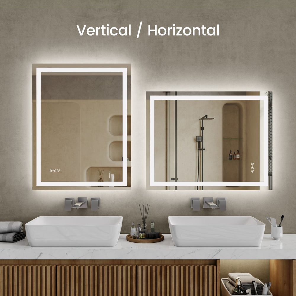 English Elm 48"*36"LED Modern LED Vanity Mirror with Touch Sensor, Dual Front/Back Light, Fog-Free, IP44 Water Resistant, CRI90+ Dimmable Memory T3177P320625
