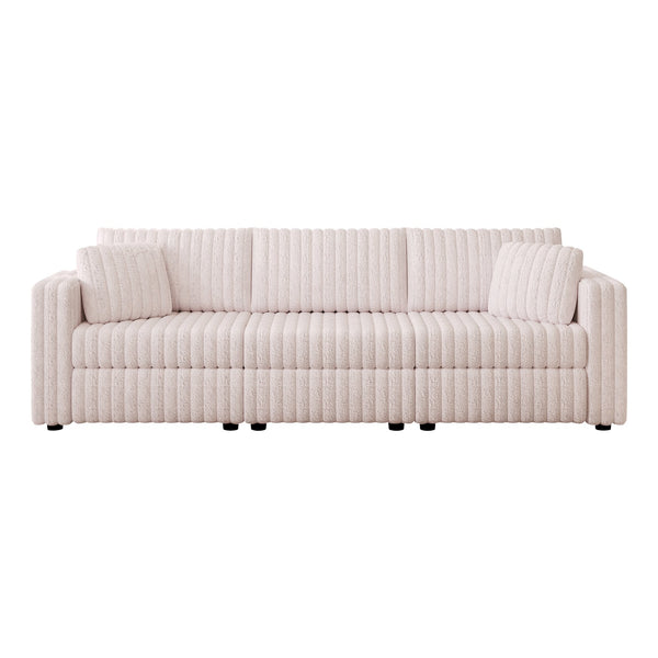 English Elm 106.3" Soft Modular 3-Person Sofa - Chic Light Pink Design For Comfort, Versatile Use & Easy Care! W1767S00018