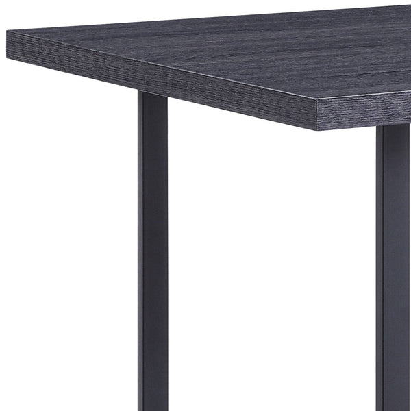 English Elm Grey Grey Oak and Black Rectangular Dining Table with Metal Inset, Sled Base, Sturdy Crossbars, Modern Elegance B062P186433
