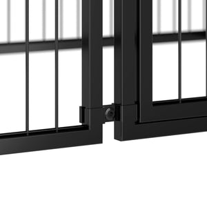 English Elm Large Iron Wire Dog Kennel with Top Cover Modular Indoor Pet Enclosure Matte Black W1820P456878