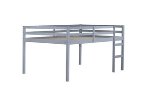 English Elm Full Rubber Wood Loft Bed with Ladder and Under-Bed Storage Space, Sturdy Minimalist Design for Comfort Grey W504P283515