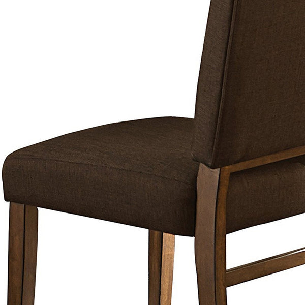 English Elm Wood Frame Upholstered Dining Chairs with Walnut Finish Padded Seats Set of 2 B056P412645