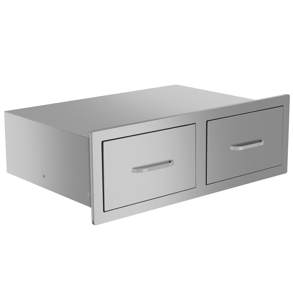 English Elm Double Drawer Stainless Steel Outdoor Kitchen Cabinet for Built-in Courtyard Storage W3167P303260