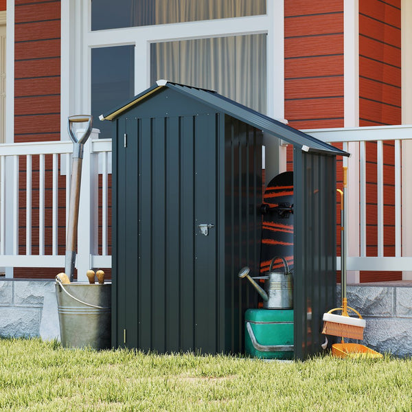 English Elm Campcraft Galvanized Steel Outdoor Storage Cabinet with Lockable Compartment and Firewood Rack W1598P382301