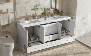 English Elm 72" Freestanding Bathroom Vanity Mdf Shaker Style with Ceramic Sink and Soft Close Storage N729P000031K