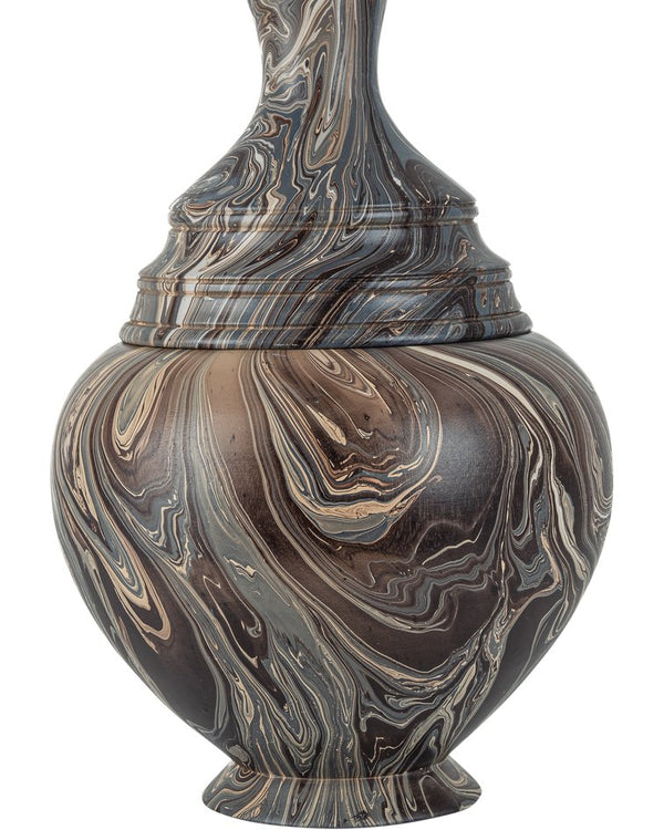 Currey & Company Marbleized Tall Turret Box - Hand-carved Wooden Storage Container With Vintage Charm And Elegance Brown Wood 1200-1050-currey-company