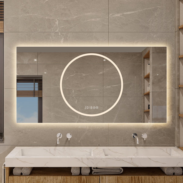 English Elm 48*24 Inch Led Bathroom Mirror - Anti-Fog, Dimmable Vanity Mirror With 3 Colors, Modern Design! W2709P380636