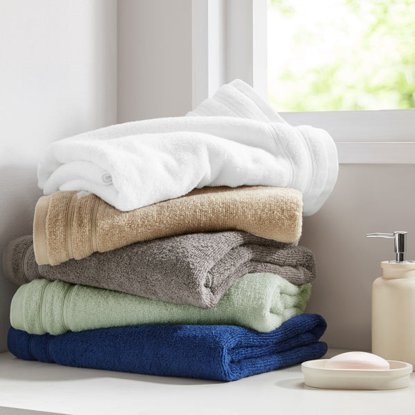 JLA Home Comfort Spaces - Quick Quick Dry 100% Cotton Towel Set — 400 GSM Plush, Fast-Drying, Oeko-Tex Certified, Durable Value Pack Seafoam AM73-0289