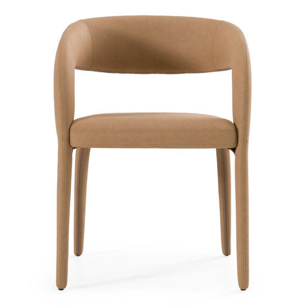 VIG Furniture Faerron Modern Leatherette Seat With Cushioned Comfort, Cast Iron Legs, No Assembly, Sleek Style Tan Dining Chair VGEUMC-7182CH-TAN