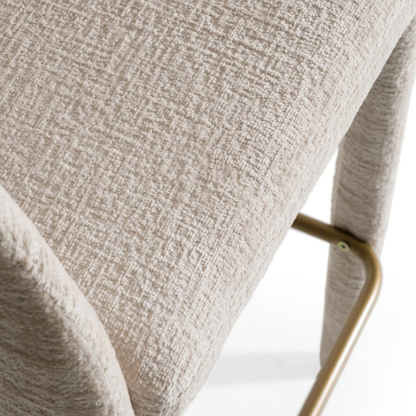 VIG Furniture Faerron Curved Fabric Counter Chair With Padded Seat, Cast Iron Legs & Integrated Footrest For Comfort Light Grey Bar Stool VGEU-MC-7182BC-LTGRY