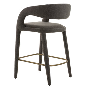 Vig Furniture Modrest Faerron - Elegant Grey Fabric Counter Chair With Footrest For Modern Home Interiors Dark Grey  Vgeu-mc-7182bc-dgry