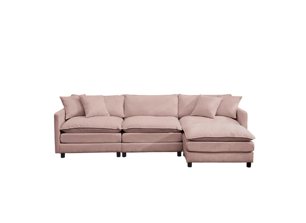 English Elm 108-inch Modular Chenille Sectional Sofa Deep Seat L-shape for Open Living Rooms Pink W2795S00047