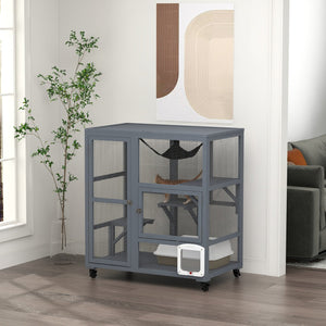 English Elm Pawhut Fir Wood Hamster Habitat Two Level Gerbil Enclosure with Ladder and Seesaw W2225P173772
