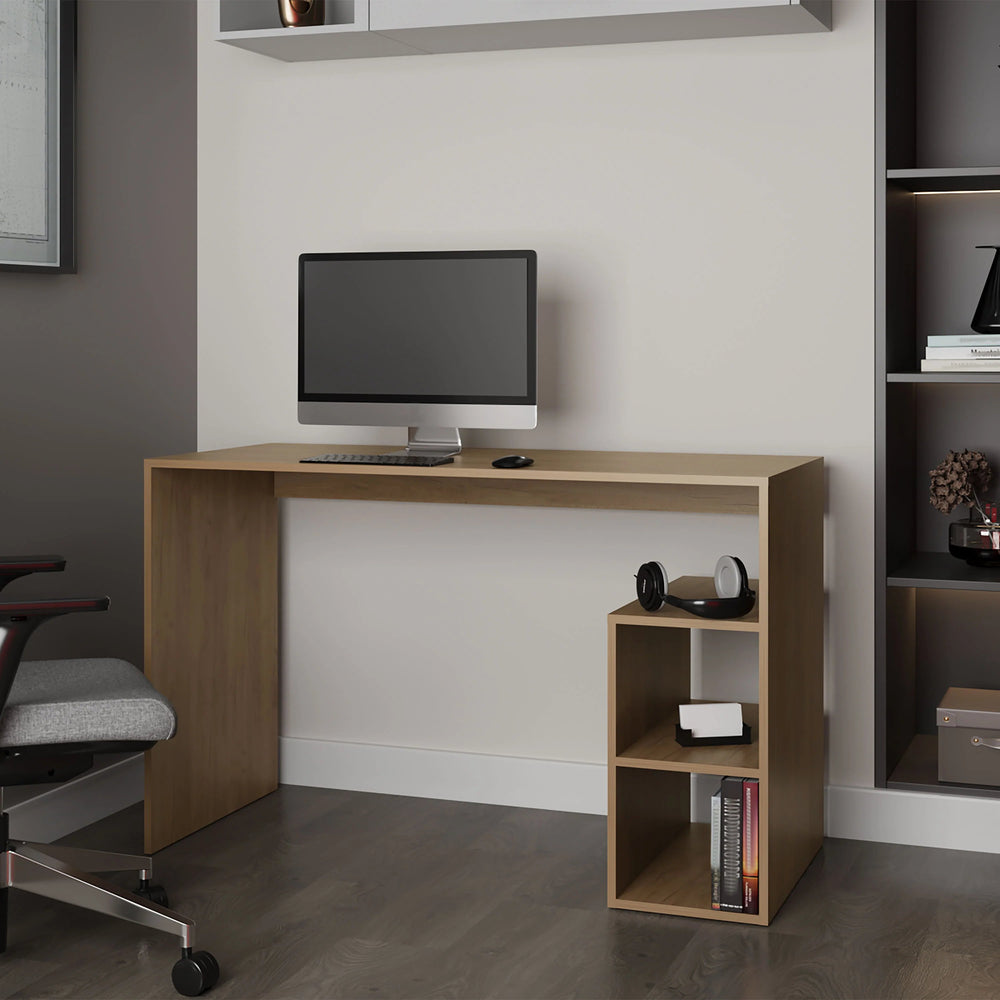 English Elm Natural Oak Computer Desk With Open Shelves - Stylish, Functional Design For Home Office Organization B062P290242