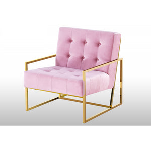 English Elm Living Room Modern Velvet Tufted Accent Chair with Gold Metal Frame, Mid-Century Armchair Pink Elegance B011P357494
