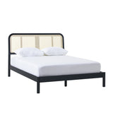 Queen Platform Bed with Rattan Headboard Insert Black NRUB5CBL Walker Edison