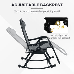 English Elm Outsunny 2-Piece Zero Gravity Rocking Chairs Set - Foldable Reclining Lounge With Cup Holder & Pillow W2225P174345-GIGA