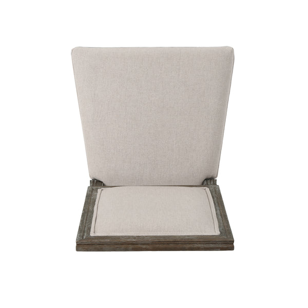 English Elm Christopher Knight Home® - DINNING CHAIR Wheat Fabric Upholstered Set of 2 — Weathered Rubberwood Legs, Classic Antique Look 61568.00WHT