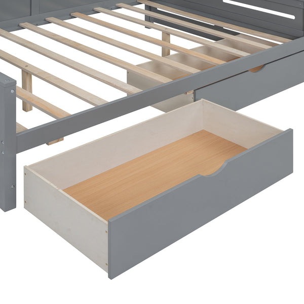 English Elm Full Size Wooden Daybed With Storage Drawers, Integrated Cabinet, And Stylish Gray Finish - Perfect For Any Space! N820S00016E