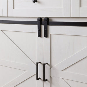 English Elm Farmhouse Wine Bar Cabinet with Independent Wine Rack, 3 Smooth Drawers, Thick Top, Rustic Buffet Sideboard W3151S00001