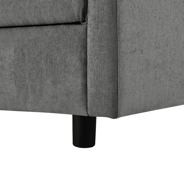 English Elm U_style Chenille Sectional Sofa with Curved Chaise Pine Frame and Three Accent Pillows Grey WY000461AAE