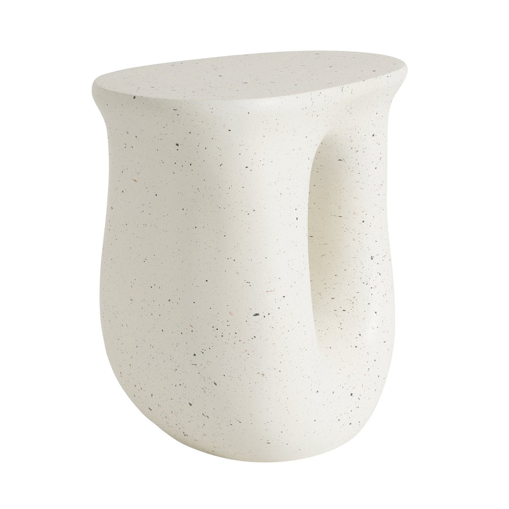 English Elm Outdoor Mgo Side Table Travertine Terrazzo White Finish for Patio Lounge Seating N768P410930W