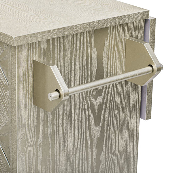 English Elm K&K Farmhouse Kitchen Island with 3D Wave Stripes Ash Veneer, Drop Leaf, Rolling Cart Storage Champagne N707P207916X