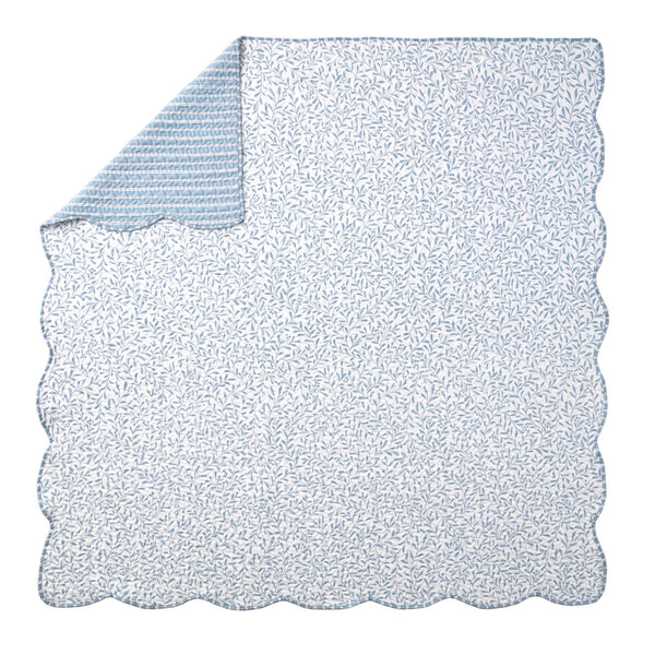 English Elm 3-piece King Quilt Set Scalloped Hem Microfiber Bedding for Master or Guest Room Blue B035P482951