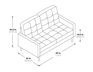 OSP Home Furnishings Grayburn Mid-Century Loveseat Cream