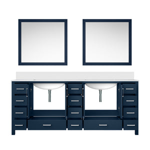 English Elm Navy Double Bath Vanity 84" W x 22" D with Cultured Marble Top, Soft-Close Drawers, Mirror Set B2731S00900