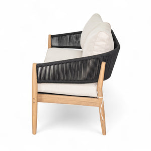 English Elm Christopher Knight Home® - Verona Outdoor Acacia Wood Loveseat With Beige Cushion & Black Rope Accents For Stylish Patios N775P309257B