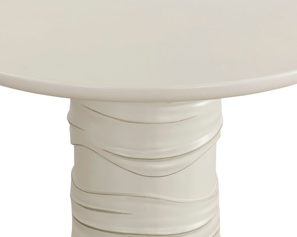 Sunpan Alanya Dining Table - Opulent Cream Concrete Design with Hand Painted Brass Accents for Elegance Round - 44W x 44D x 30H