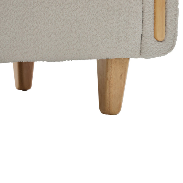 English Elm Modern Boucle Three Seat Sofa with Rubberwood Legs Pocket Spring Support Living Room Oatmeal N763P403678D