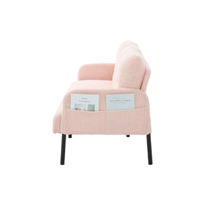 English Elm United We Win Corduroy Loveseat Plush Ergonomic Sofa with Spring Support Metal Legs Pink W1568P410044