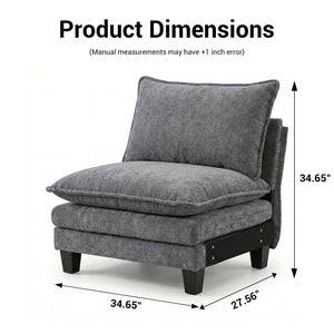 English Elm Modern Chenille Three Seat Sofa with Ottoman Usb Charging Ports and Storage Pockets Dark Grey W2519S00003