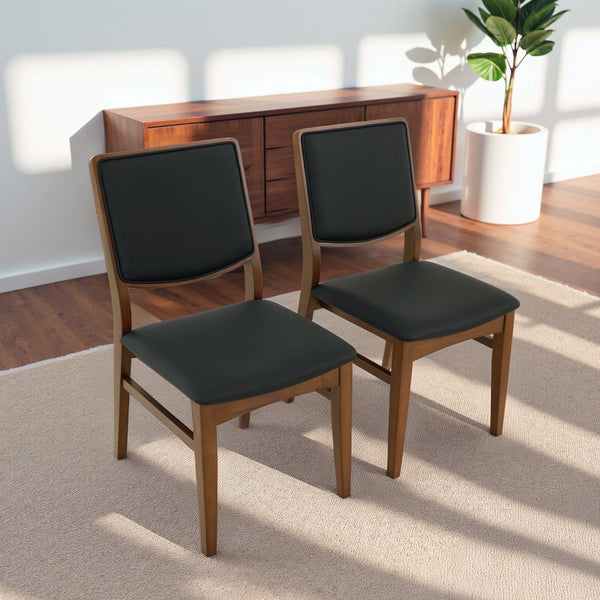 English Elm Cary Walnut Solid Wood Vegan Leather Dining Chairs Mid Century Modern Set of 2 B183P423285