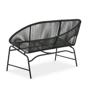 English Elm Condessa Outdoor Pe Rattan Loveseat Iron Frame Weather Resistant Patio Seating Black N775P423051B